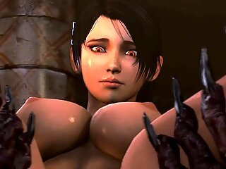 Liderlig Tomb Raider er fanget og tvunget (Japan Porn Anime)
